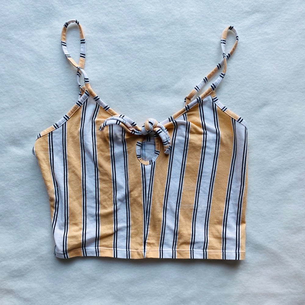 Yellow and black striped crop top